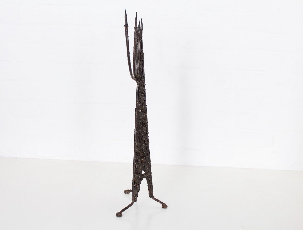 Brutalist Wrought Iron Candelabra-photo-2