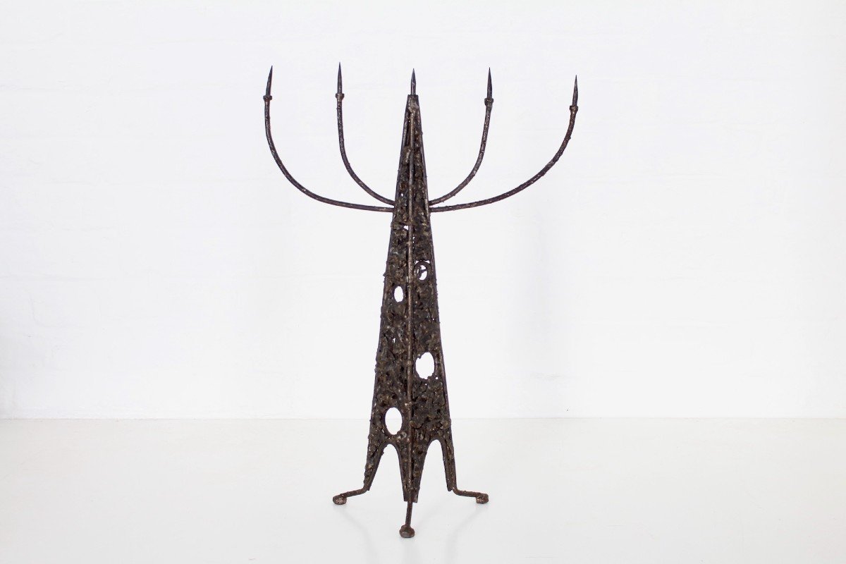 Brutalist Wrought Iron Candelabra