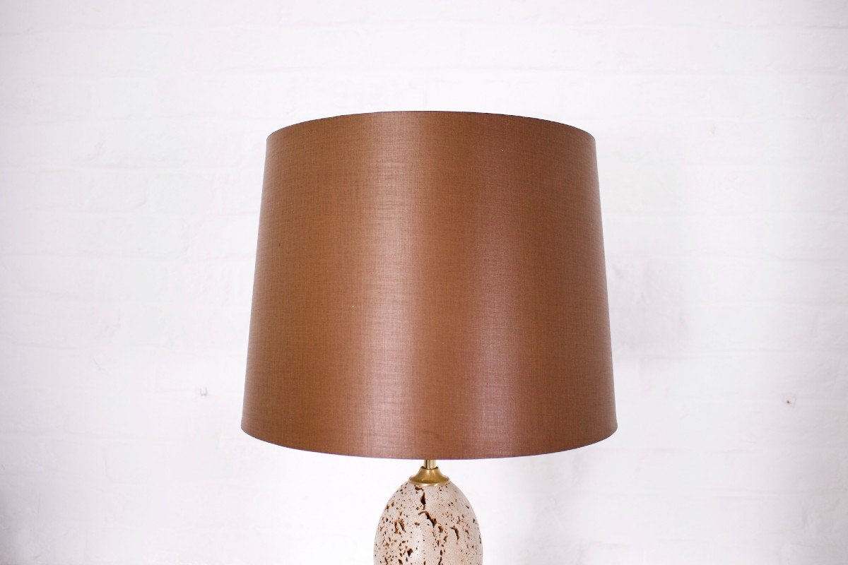 Lampe ‘oeuf D’autruche’ En Travertin Style Barbier-photo-3