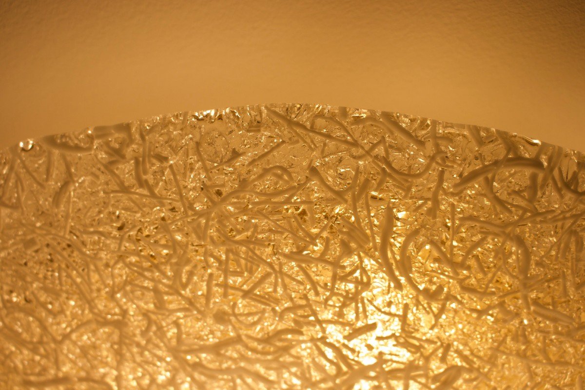 Filigree Glass & Brass Ceiling Lamp.-photo-3