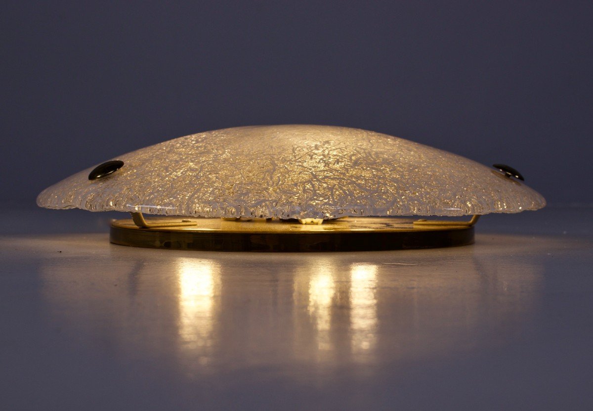 Filigree Glass & Brass Ceiling Lamp.-photo-6