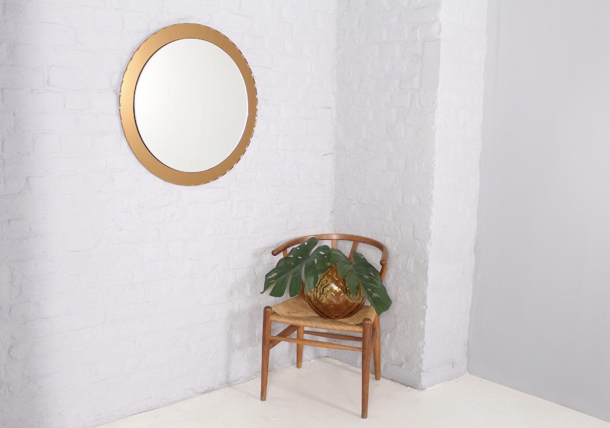Fontana Arte Style Round Beveled Mirror-photo-4