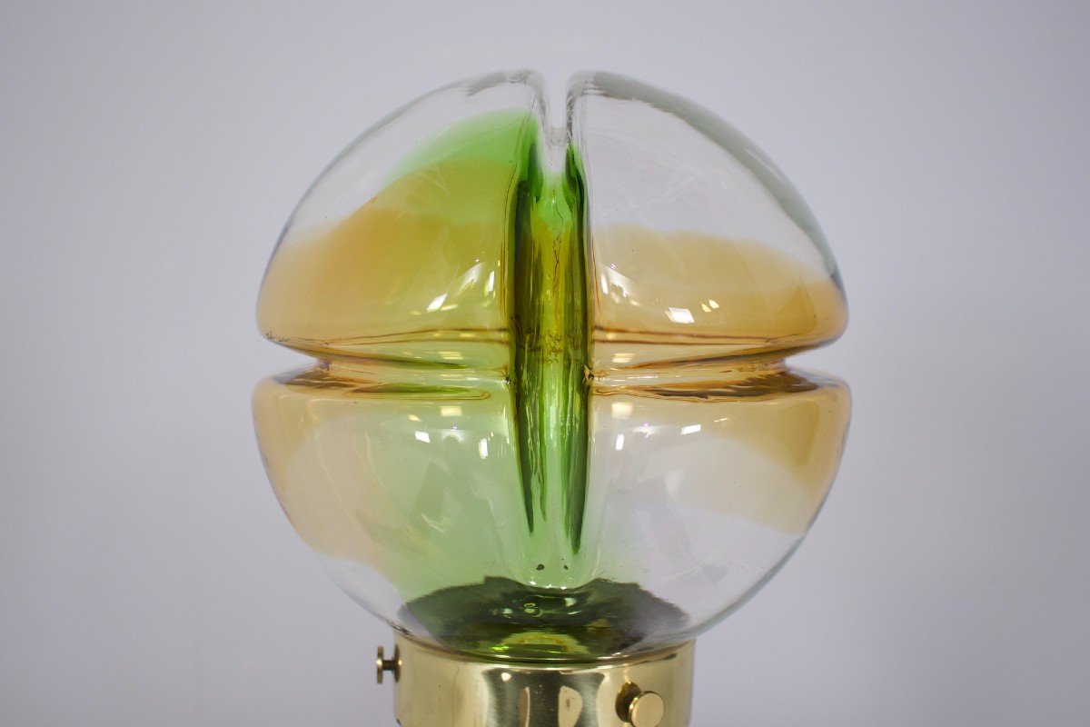 Kaiser Lamp Brass Blown Glass & Amber-photo-4