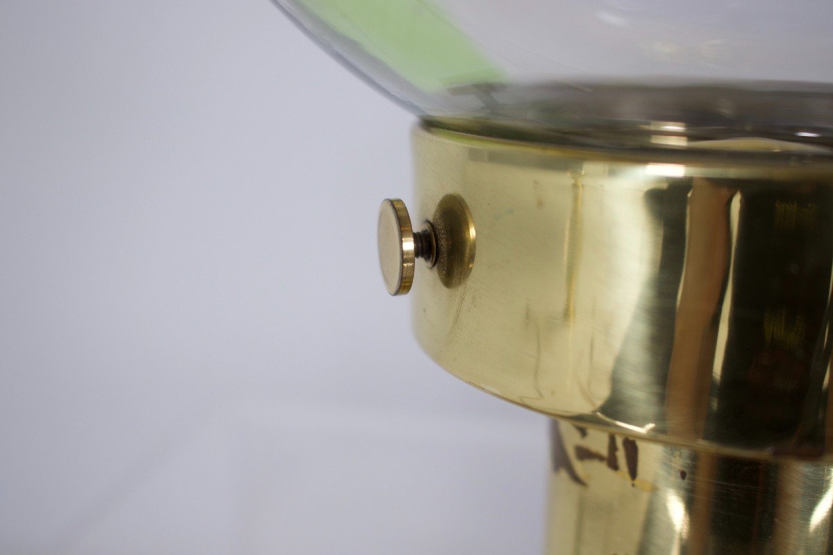 Kaiser Lamp Brass Blown Glass & Amber-photo-5