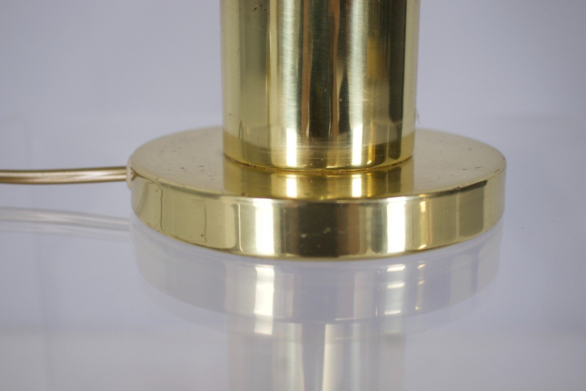 Kaiser Lamp Brass Blown Glass & Amber-photo-6