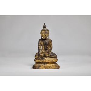 Burmese Buddha In Golden Wood