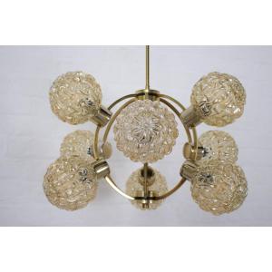 H. Tynell Style Amber Globe Chandelier