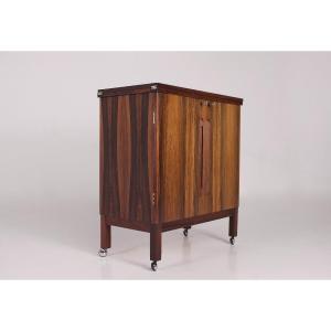 Tobjørn Afdal & Bruksbo Rosewood Retractable Mobile Bar.