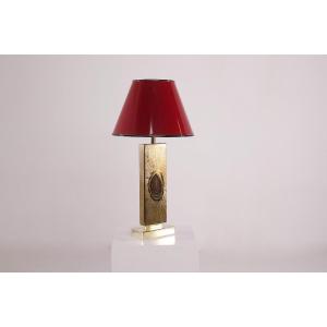 Brass And Agate Lamp By Georges Mathias For De Gandt.
