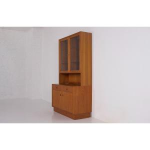 Two-body Danish Illuminated Display Cabinet In Teak Erik Brouer.