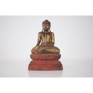 Statue de Bouddha en bois doré, Birmanie.