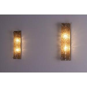 Pair Of Amber Murano Wall Lights.