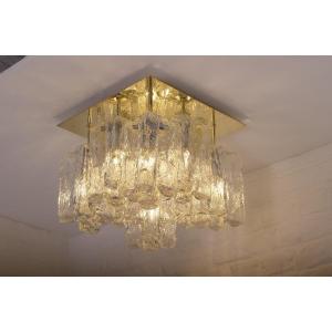 Plafonnier Ice Glass En Laiton Kalmar .