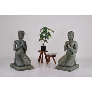 Large Bronze Thepphanom Worshippers, Rattanakosin