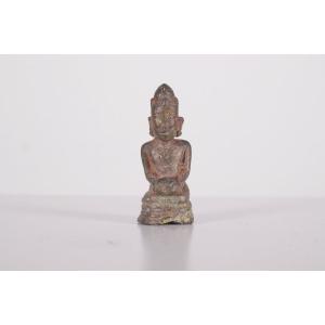 Statue en bronze figurant un donateur Môn ,Myanmar.