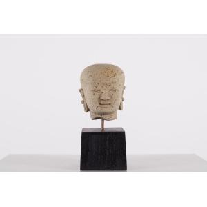 Buddha Head In Tuff From The Majapahit Kingdom