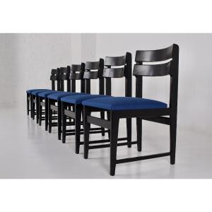 Six Chaises Brutalistes Noires