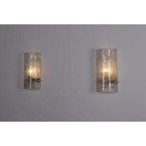 Pair Of Cylindrical Murano Glass Wall Lights