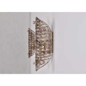 Pair Of "cornets" Wall Lights In Amber Murano Glass