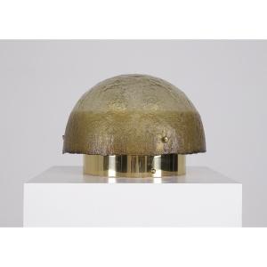 Lampe Champignon en Verre et Laiton.