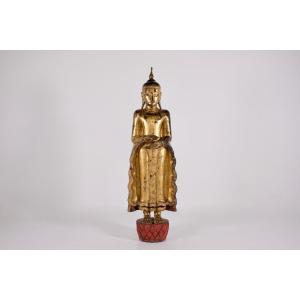 Large Burmese Standing Buddha In Pātra-mudrā (163cm)