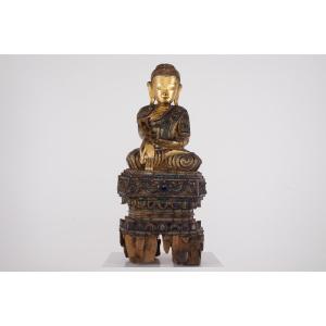Bouddha Bhaishajyaguru Birman en Bois Doré