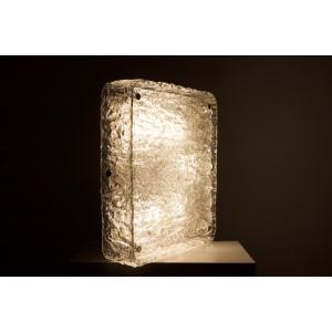 Large Square Ceiling Light In Murano Ice Glass