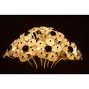 Lampe à poser modèle " Millefiori "en laiton et verre dépoli.
