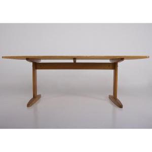 Table en chêne et cuir Børge Mogensen, années 60.
