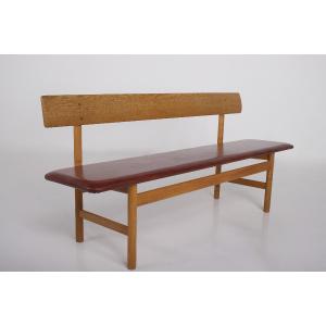Banc en Chêne et Cuir Cognac Børge Mogensen