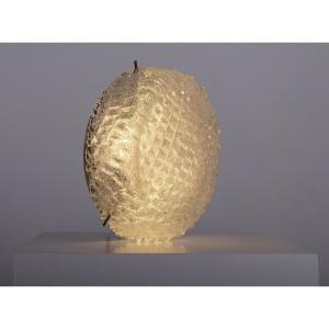 Small Round Murano Glass Ceiling Light With Brass Base