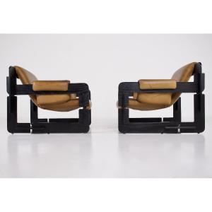 Pair Of Rover Leather Armchairs By Arne Jacobsen For Asko