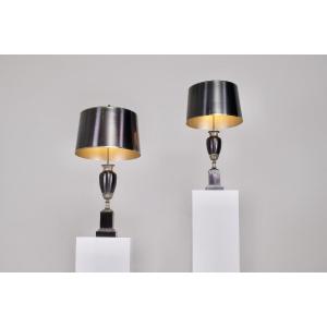 Pair Of Bronze Baluster Lamps, Maison Charles Paris