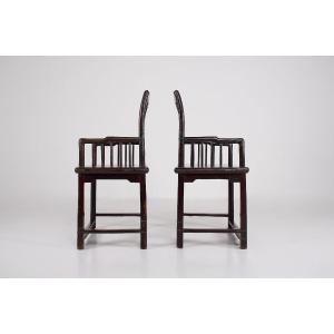 Pair Of Chinese Huanghuali-style Armchairs, Qing Dynasty, 19th Century