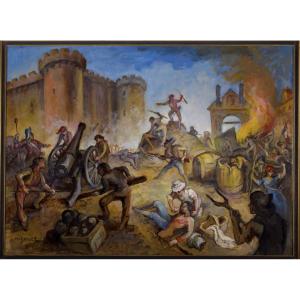 Alexis Hinsberger – La Prise de la Bastille, huile sur toile, 1989 (114 × 87 cm)