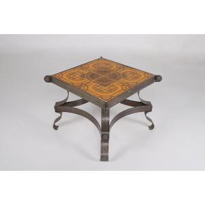 Table basse en céramique et fer forgé – France, années 1960