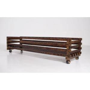 Grande jardinière scandinave mobile en wengé
