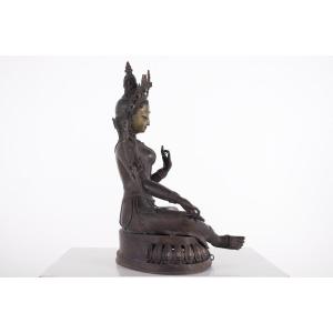 A Copper Alloy Sculpture Of A Nepalese Female Deity, 19th Century.