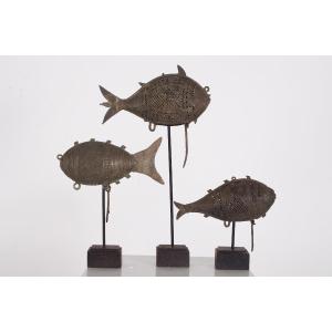 Ensemble de trois coffrets "Poissons", Inde, vers 1900.