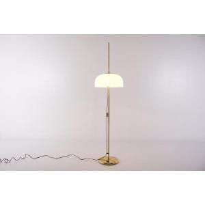 Lampadaire modulable en laiton et acrylique, années 1970.