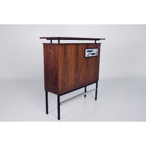 A Modernist-style Rosewood Bar With Lighting, From The 1950s.