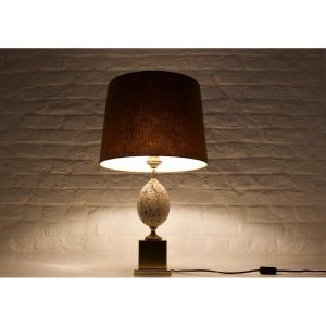 Lampe ‘oeuf D’autruche’ En Travertin Style Barbier