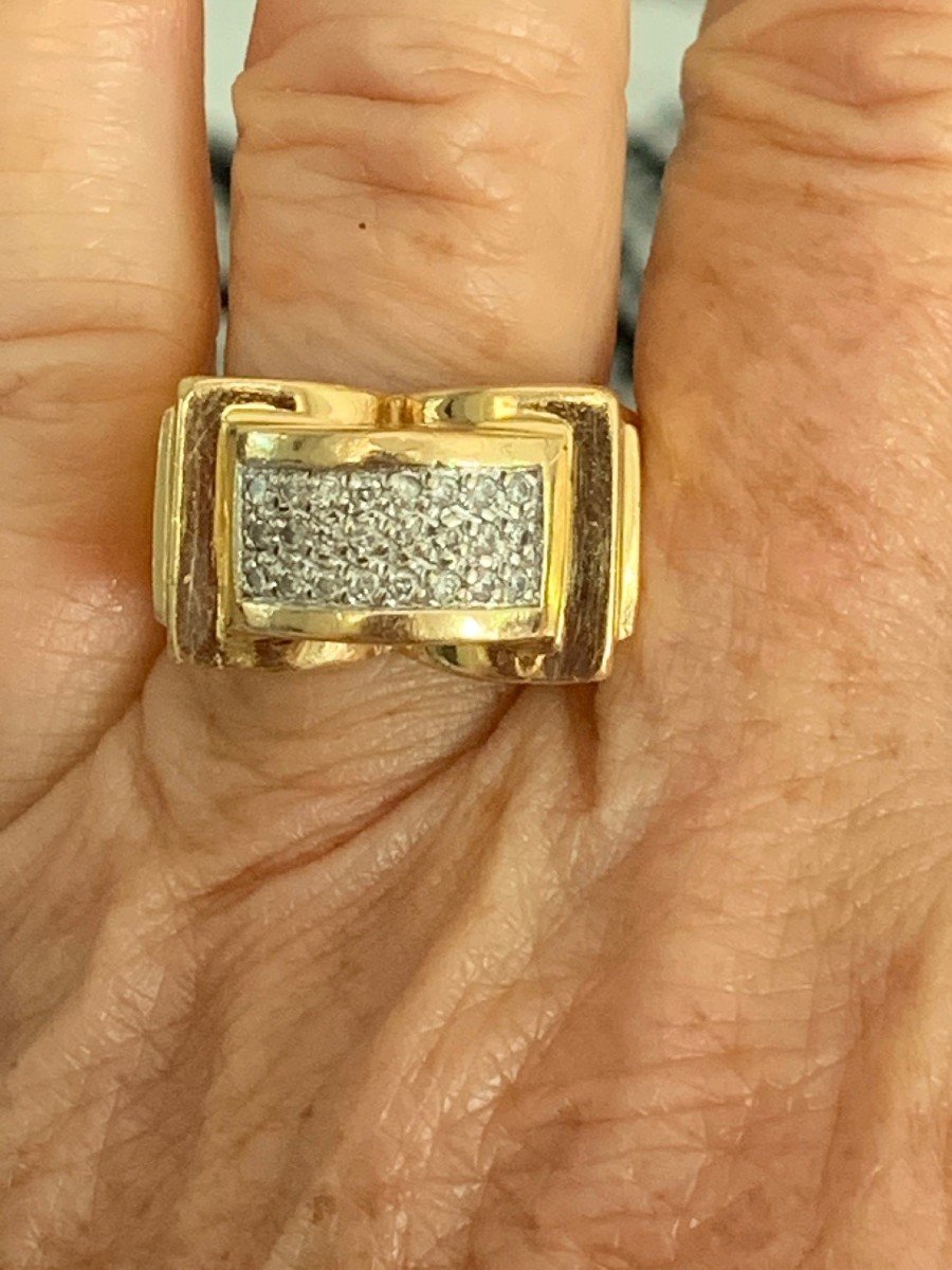 2301 – Bague Pont Or Jaune Diamants-photo-2