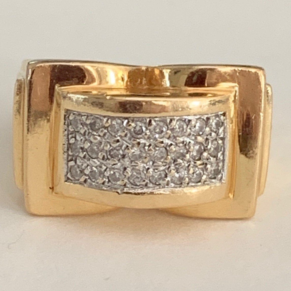 2301 – Bague Pont Or Jaune Diamants