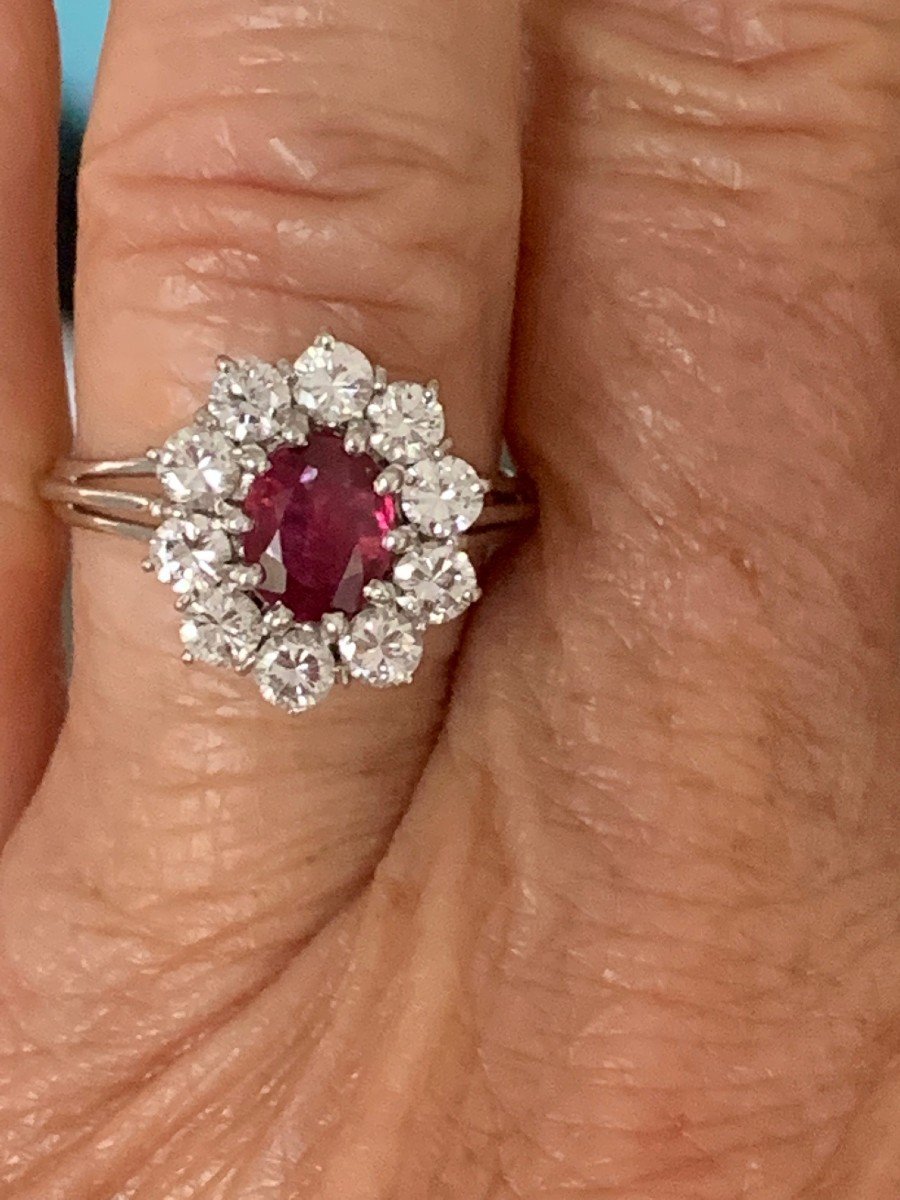 3531 – White Gold Ruby Diamond Ring-photo-2