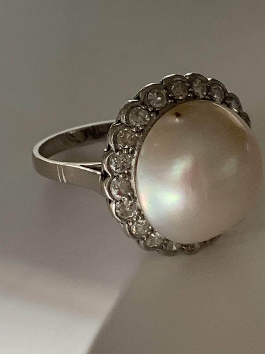 3608 – Mabé Diamond Pearl Platinum Ring-photo-3