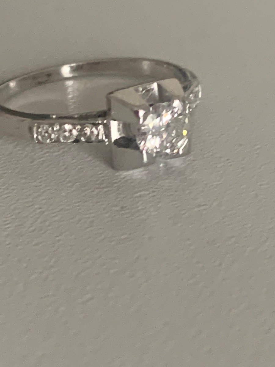 3036 – Bague Art Deco Platine Diamant 0.40 ct-photo-3
