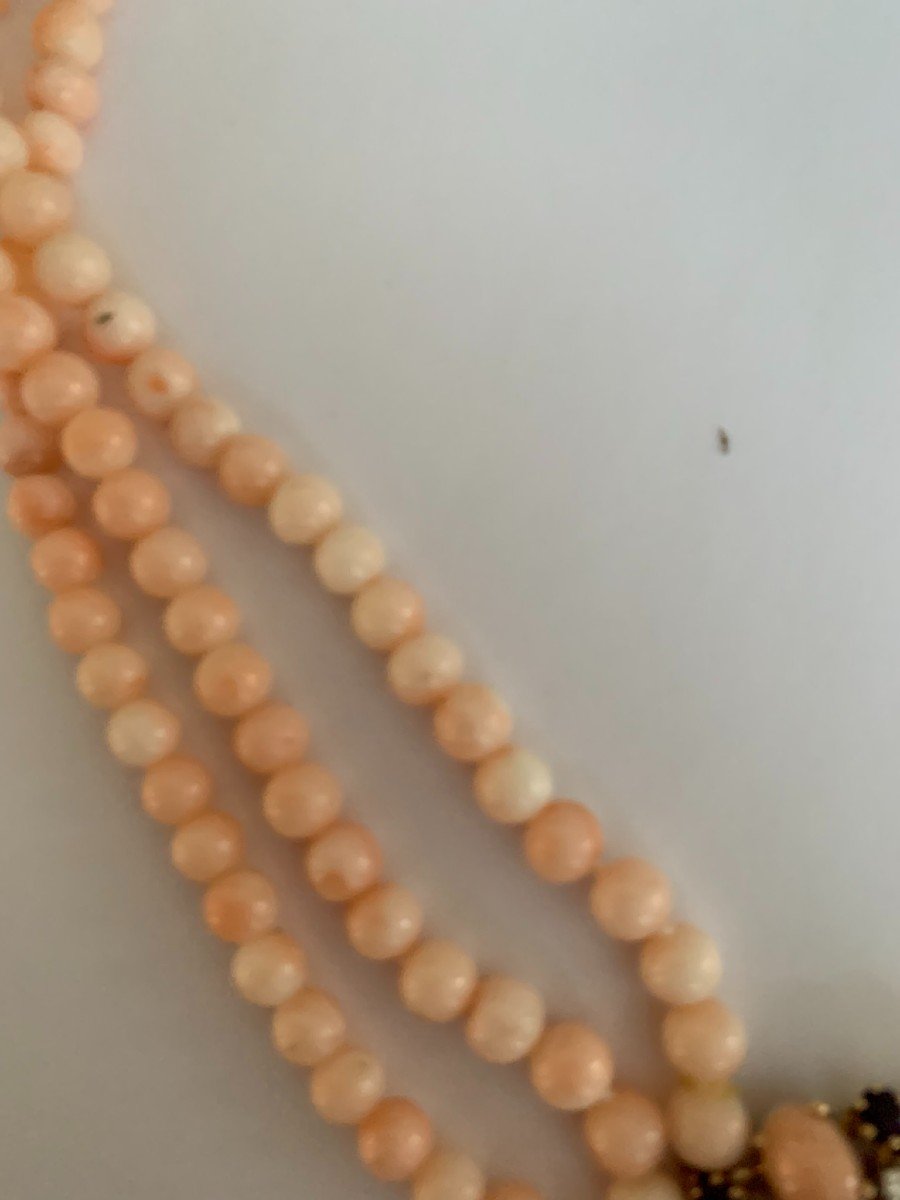3401 – Collier Perles Corail Améthystes Diamants-photo-2