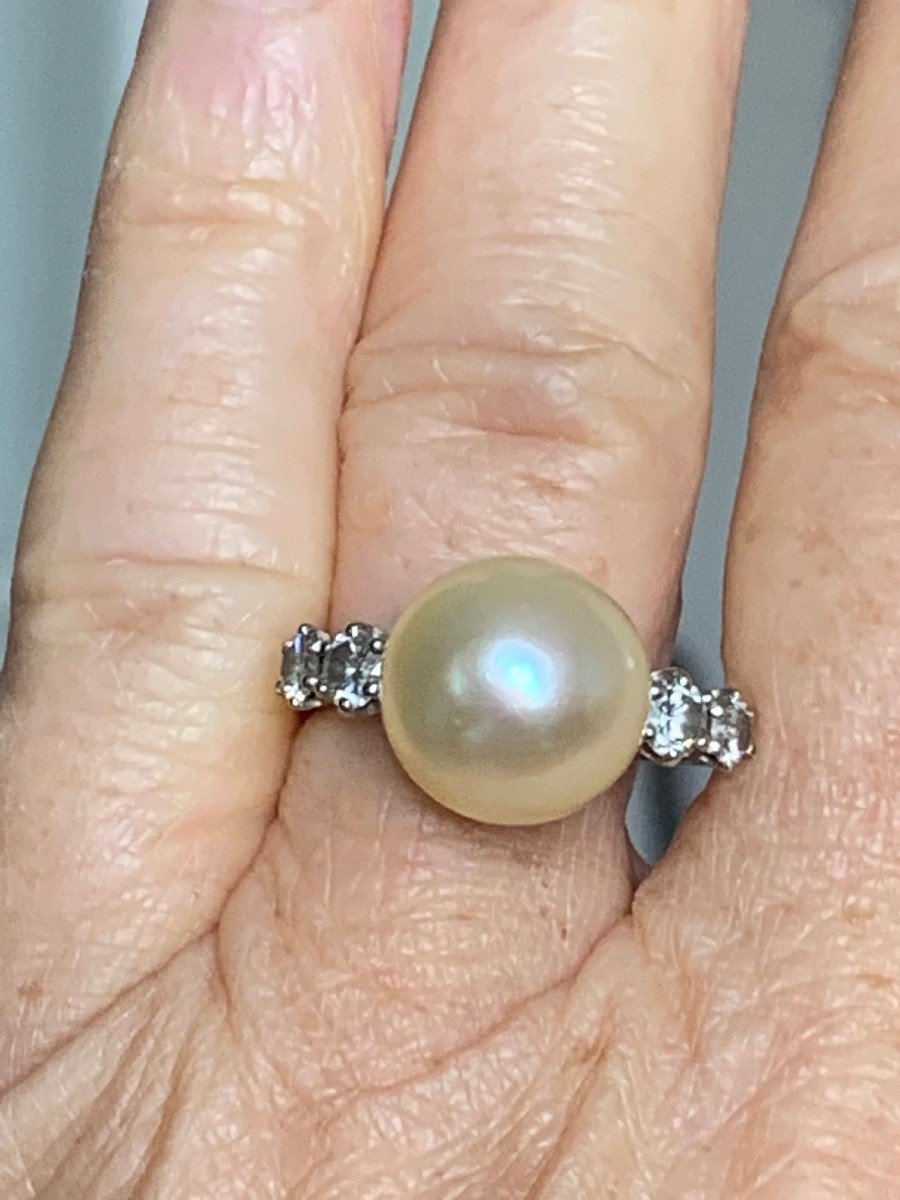 2143 – Bague Or Gris Perle Diamants-photo-3