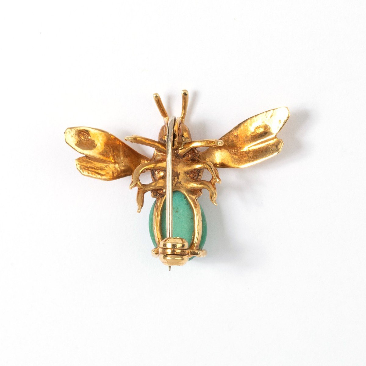 2158 – Broche Abeille Or Jaune Turquoise-photo-2